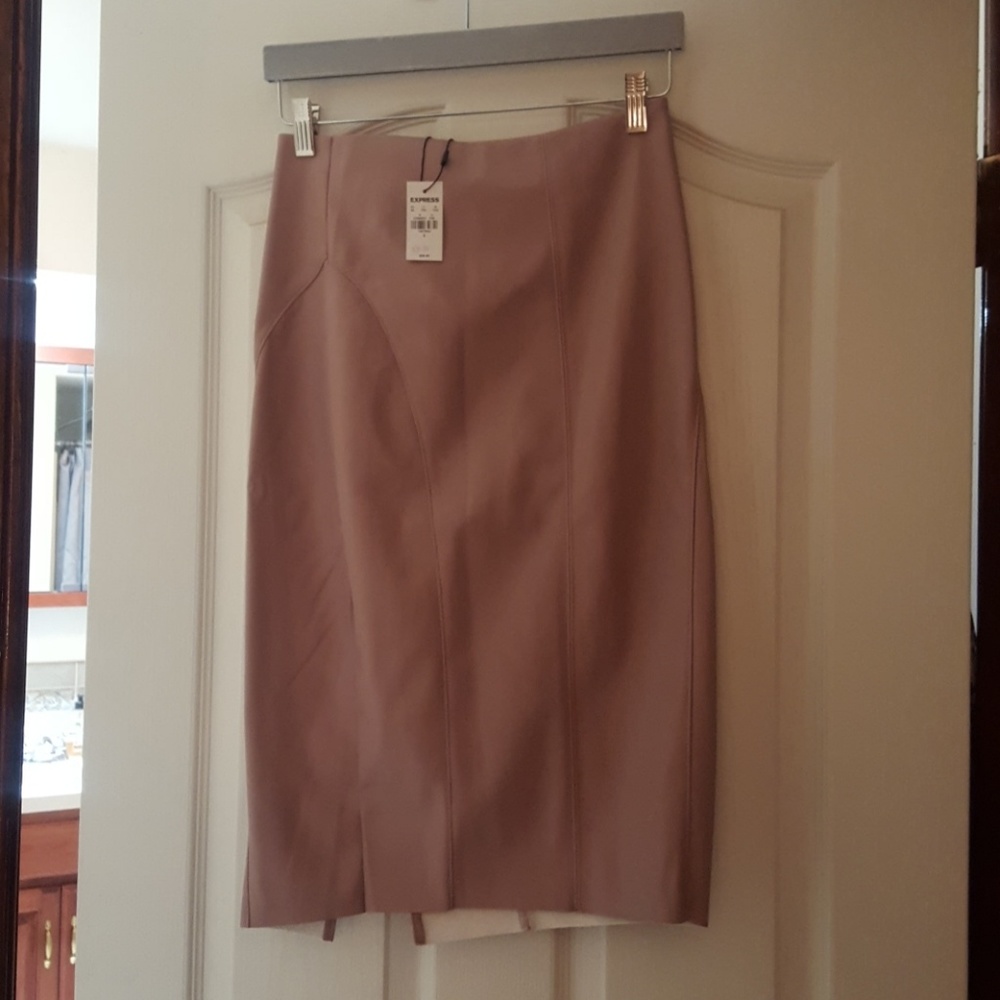 Blush faux leather skirt